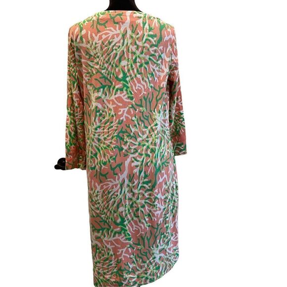 Crown & Ivy Beach Long Sleeve Pink/Coral and Green XS Mini Dress - Picture 2 of 5